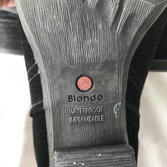 Blondo Womens Valli Waterproof Suede Ankle Bootie US 9.5 M Black Zip - Picture 10 of 12